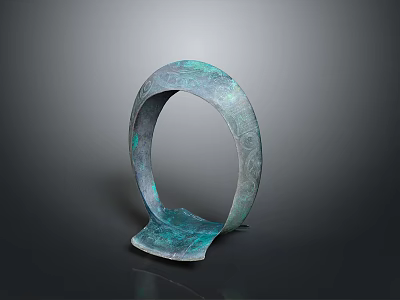 Antique Bronze Household Item Featuring Circular Design Intricate Carvings And Greenish Blue Patina 3d model