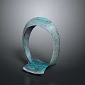 Antique Bronze Household Item Featuring Circular Design Intricate Carvings And Greenish Blue Patina