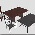 Wooden Dining Table And Metal Chairs With Black Outdoor Table Furniture Set