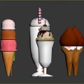 Assorted Ice Cream Treats Including Cone Cup Popsicle With Cherry Sprinkles And Striped Straw