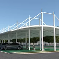 Modern High Strength Membrane Structure Car Shade Canopy For Electric Vehicle Charging Parking Lot