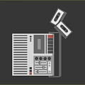 Classic Vintage Tape Player Device With Control Panel Knobs Red Buttons And Gray White Design