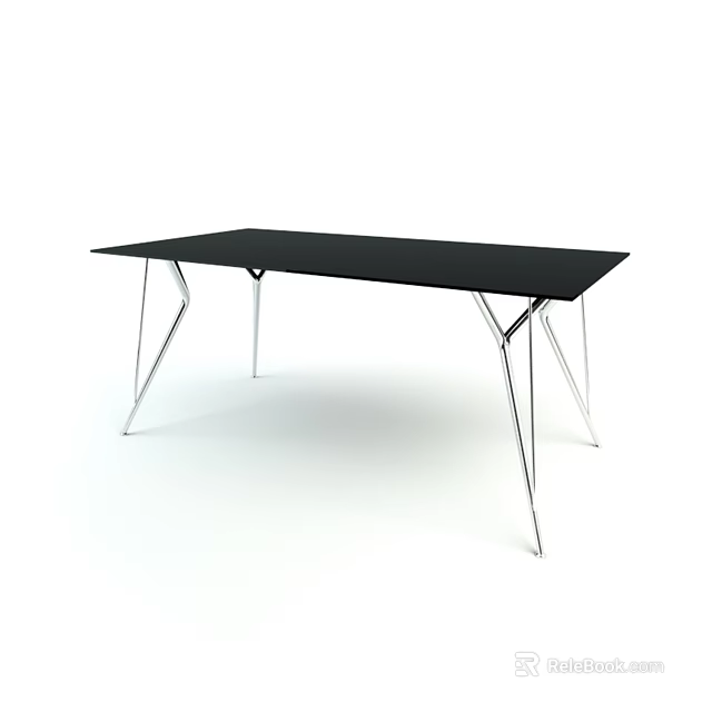 Modern Fabric Sofa and Coffee Table Set with Black Rectangular Top and Silver Geometric Legs 3d model