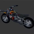 Vintage Orange And Black Custom Motorcycle With Leather Seat Exhaust Pipe And Wheels