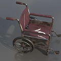 Medical Equipment Wheelchair Featuring Red Upholstered Seat And Metal Frame With Spoked Wheels