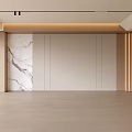 Modern Living Room Interior Design With Marble Accent Wall And Wooden Panels