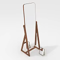 Elegant Wooden Stand Full Length Mirror with Small Metal Holder for Home Use