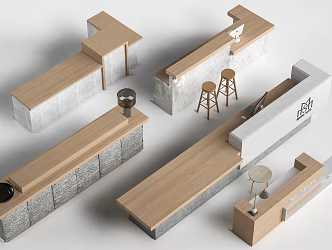 Modern Reception Front Desk Homestay Hotel Front Desk Cashier 3d model