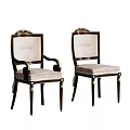Elegant Classic Dining Chairs With Wooden Frame Upholstered Seats Armrests And Gold Accents