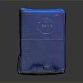 Blue Household Storage Box With Stitched Design And Circular Label