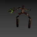 Game Movie Monkey Character With Glowing Green Staff Standing On Wooden Stumps Making Victory Sign