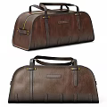 Brown Genuine Leather Duffle Bag With Top Handle And Metal Buckle Accents