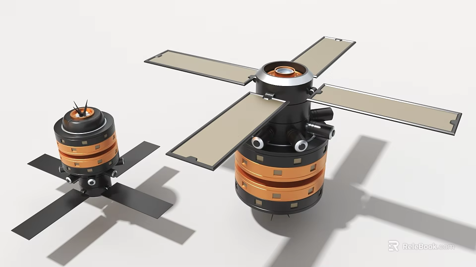 Industrial Equipment With Solar Panels And Cylindrical Black Orange Multi Component Body Design 3d model 