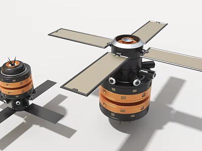 Industrial Equipment With Solar Panels And Cylindrical Black Orange Multi Component Body Design 3d model