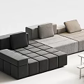 Modern Modular Sofa Coffee Table Set With Multi Color Seats And Geometric Design 3d model