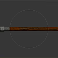 Traditional Axe Weapon With Polished Metal Head And Brown Wooden Handle