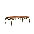 Elegant Modern Coffee Table With Wooden Top And Curved Metal Legs