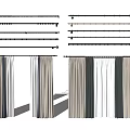 Modern Curtain Accessories With Various Metal Curtain Rods And Matching Curtain Panels