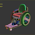 Modern Futuristic Wheelchair With Ergonomic Gray Seat And Large Black Wheels