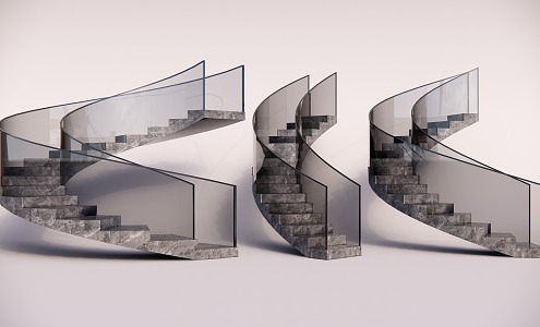 modern revolving staircase 3d model