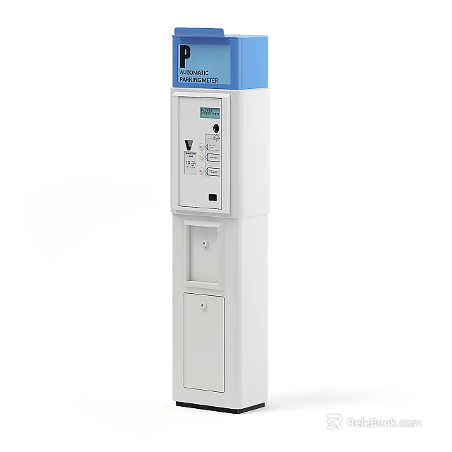 White Public Water Dispenser Facility With Digital Display And Cold Hot Water Outlet 3d model 