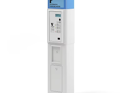 White Public Water Dispenser Facility With Digital Display And Cold Hot Water Outlet 3d model
