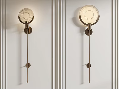 Modern Wall Lamps With Sleek Metal Frame And Round Shade On White Wall 3d model