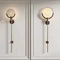 Modern Wall Lamps With Sleek Metal Frame And Round Shade On White Wall
