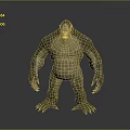 Giant Muscular Monster Game And Movie Character In Standing Pose With Rough Skin And Claws