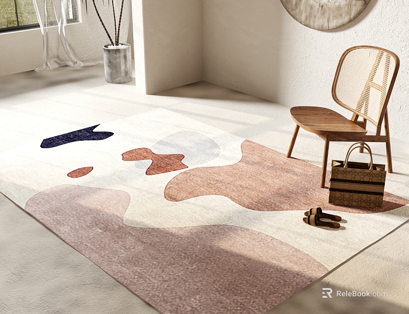 Square Area Rug With Abstract Soft Color Patterns For Modern Living Room Decor 3d model 