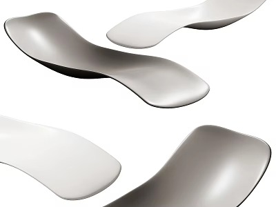 Elegant Modern Lounge Chairs In Curved White And Gray Sleek Design 3d model