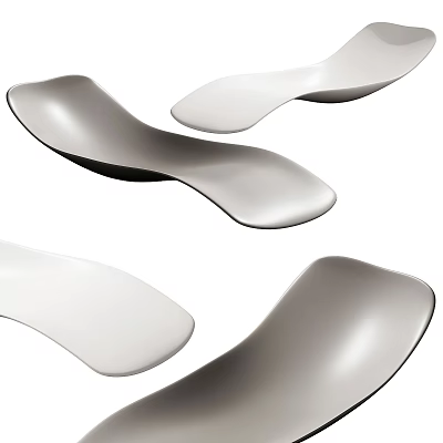 Elegant Modern Lounge Chairs In Curved White And Gray Sleek Design 3d model