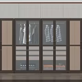 Modern Wooden Wardrobe With Glass Doors Brown Beige Storage And Hanging Space