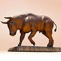 Decorative Bull Sculpture Ornament for Home Decor with Bronze Finish and Dark Base