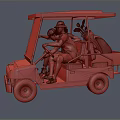 Two People Riding Golf Cart On Golf Course 3d model