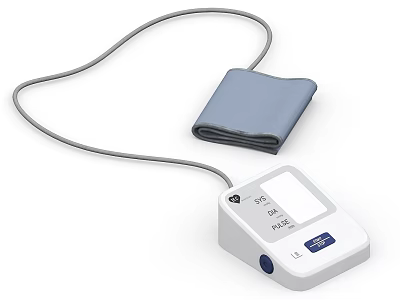 Electronic Blood Pressure Monitor With Digital Display Screen And Adjustable Cuff 3d model