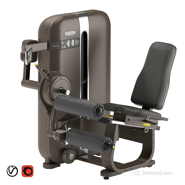 Commercial Gym Equipment Seated Leg Curl Machine With Adjustable Seat And Black Padding 3d model 