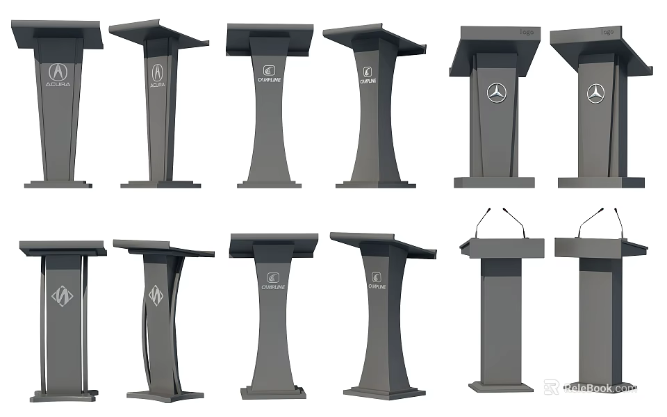 Various Modern Functional Desk Designs With Different Shapes And Styles 3d model 