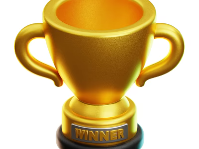 Golden Trophy Design Decorative Ornament Set With Double Handles And Winner Inscribed Base 3d model