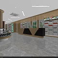 Modern Shopping Mall Retail Store Interior With Counter Shelves Display Areas And Marble Floor