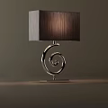 Unique Shaped Table Lamp With Spiral Metallic Base And Dark Fabric Lampshade