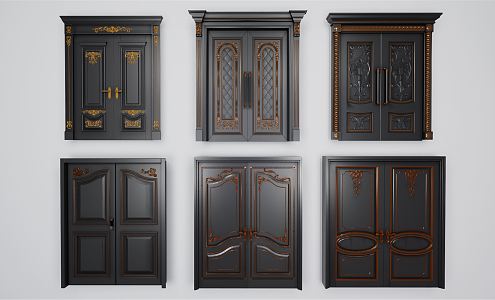 European-style double-door security door 3d model