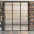 Elegant Wine Cabinet with Glass Doors LED Lighting and Display Shelves for Wine Bottles
