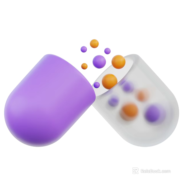 Open Purple And Transparent Food Supplement Capsules With Colorful Nutrient Beads 3d model 