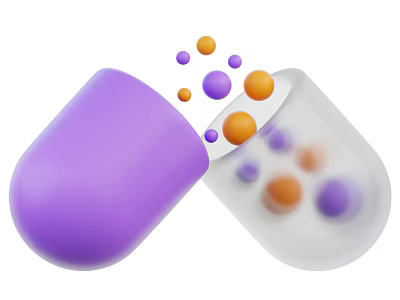 Open Purple And Transparent Food Supplement Capsules With Colorful Nutrient Beads 3d model