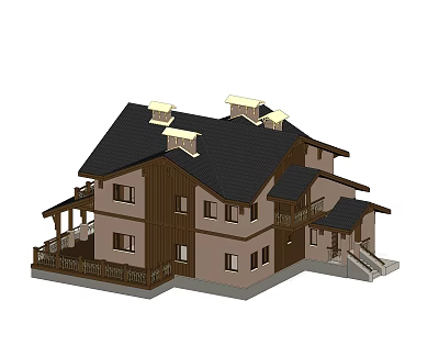 Single-family villa 3d model