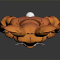 3D Muscular Rabbit Character With Orange Fur Large Ears And Shorts