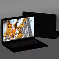 Open Silver Laptop With Autumn Leaves Wallpaper And City Building On Screen