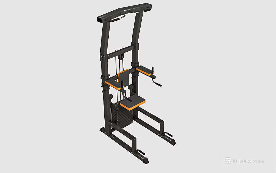 Fitness Training Equipment With Black Frame Orange Seat And Stable Structure For Gym Workout 3d model 