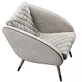 Gray Upholstered Single Sofa With Quilted Pattern Curved Arms And Metal Legs 3d model